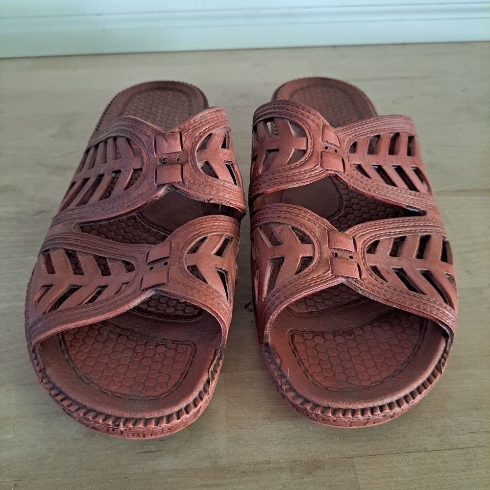 Vintage Slip-On Cutout Sandals – Terracotta Rust Brown – Size XL - Picture 2 of 5